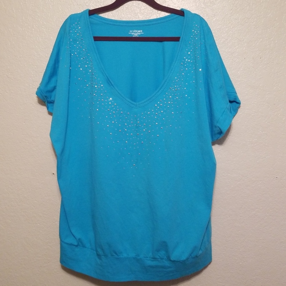 Turquoise Blue Silver Stud Shirt Blouse 26 28